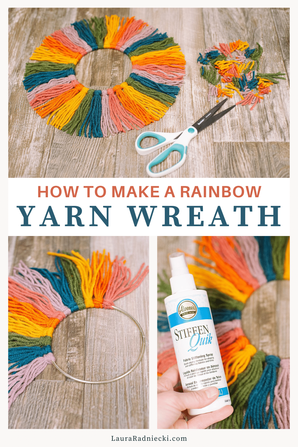 How to Make a Wreath out of Rainbow Yarn | How to Make a Rainbow Yarn Wreath