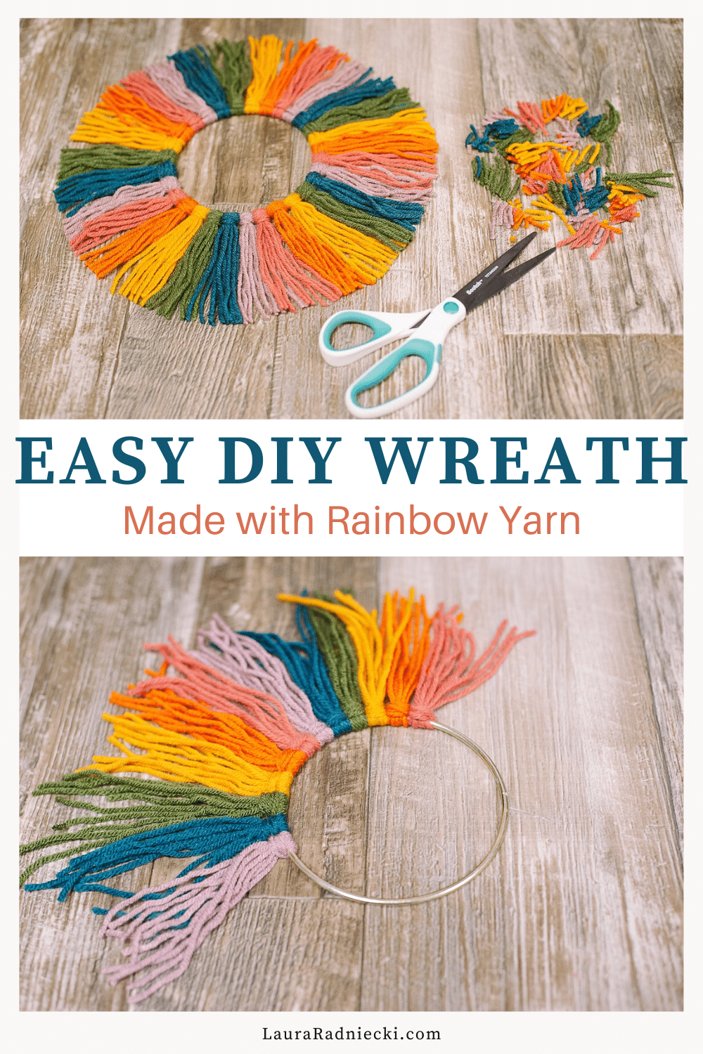How to Make a Wreath with Rainbow Yarn