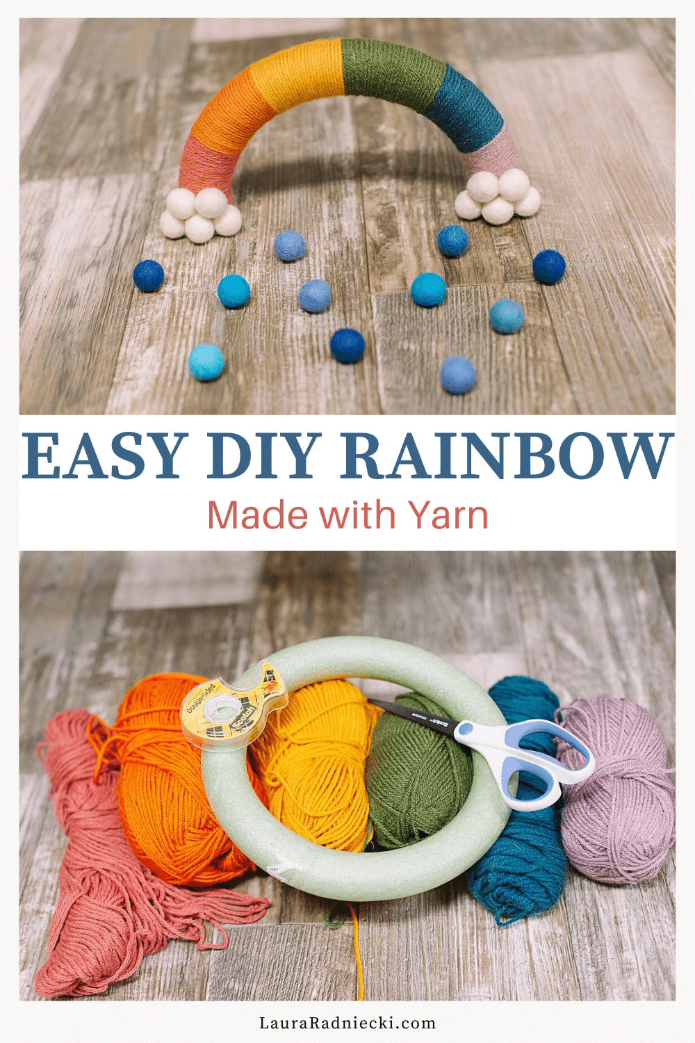 How to Make a Yarn Wrapped Rainbow