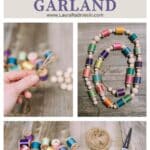 How to make a colorful garland with wood beads and thread spools.
