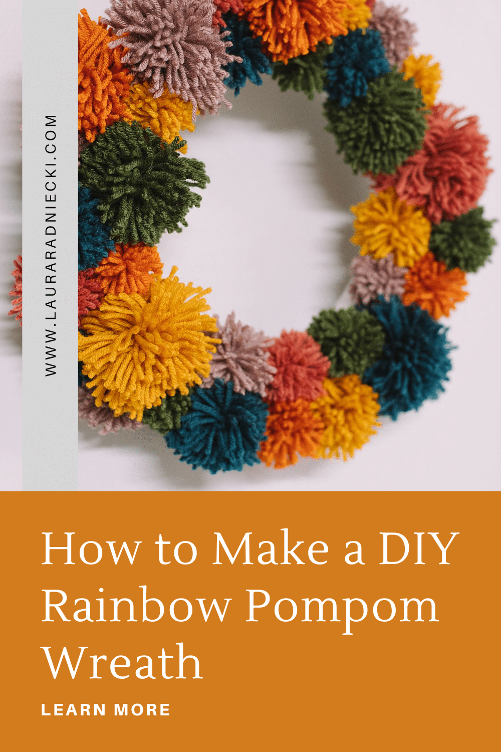 How to Make a DIY Rainbow Pompom Wreath with Rainbow Yarn