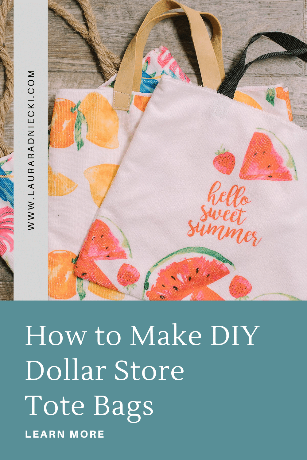 How to Make DIY Dollar Store Hand Towel Tote Bags