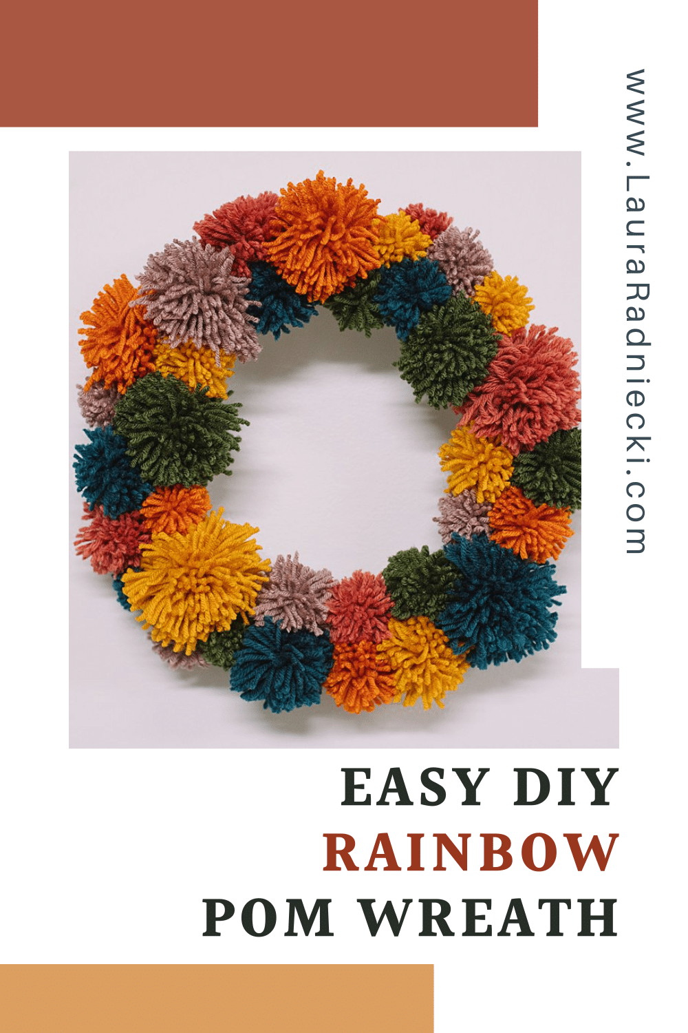 How to Make a Rainbow Pompom Wreath