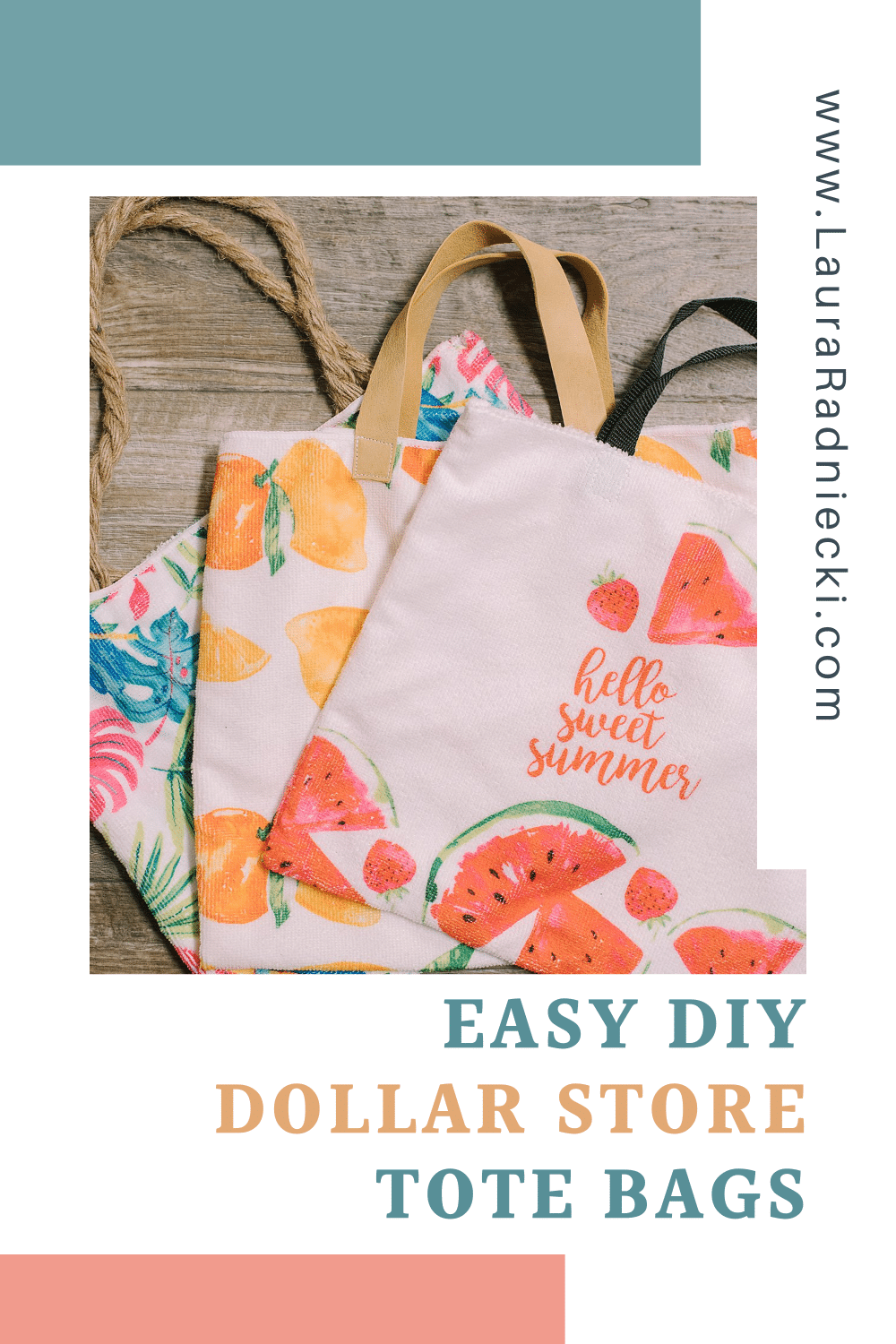 DIY Dollar Store Hand Towel Tote Bags