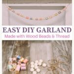 How to make a spring garland with wooden beads and pastel thread spools.