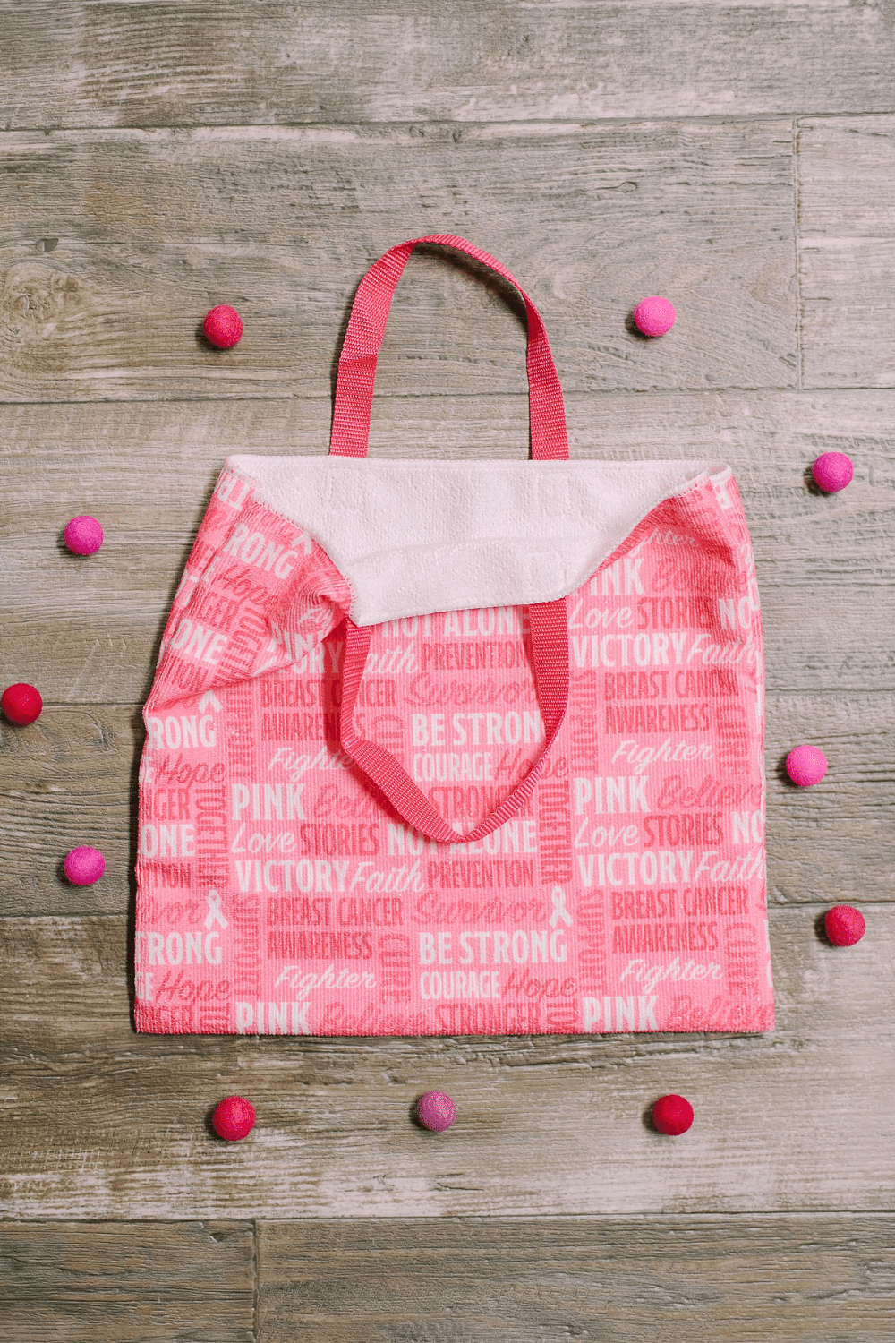 DIY Breast Cancer Hand Towel Tote Bag