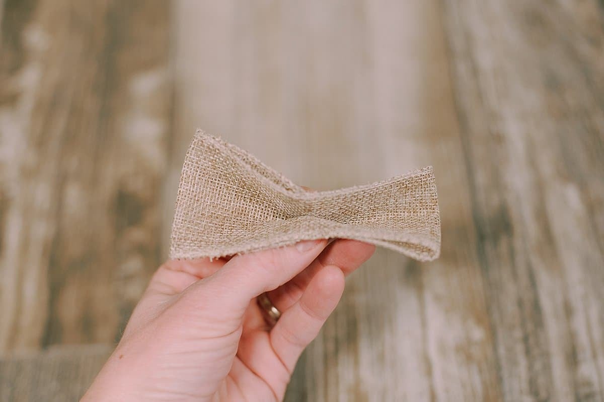 folded burlap ribbon, fold it toward you