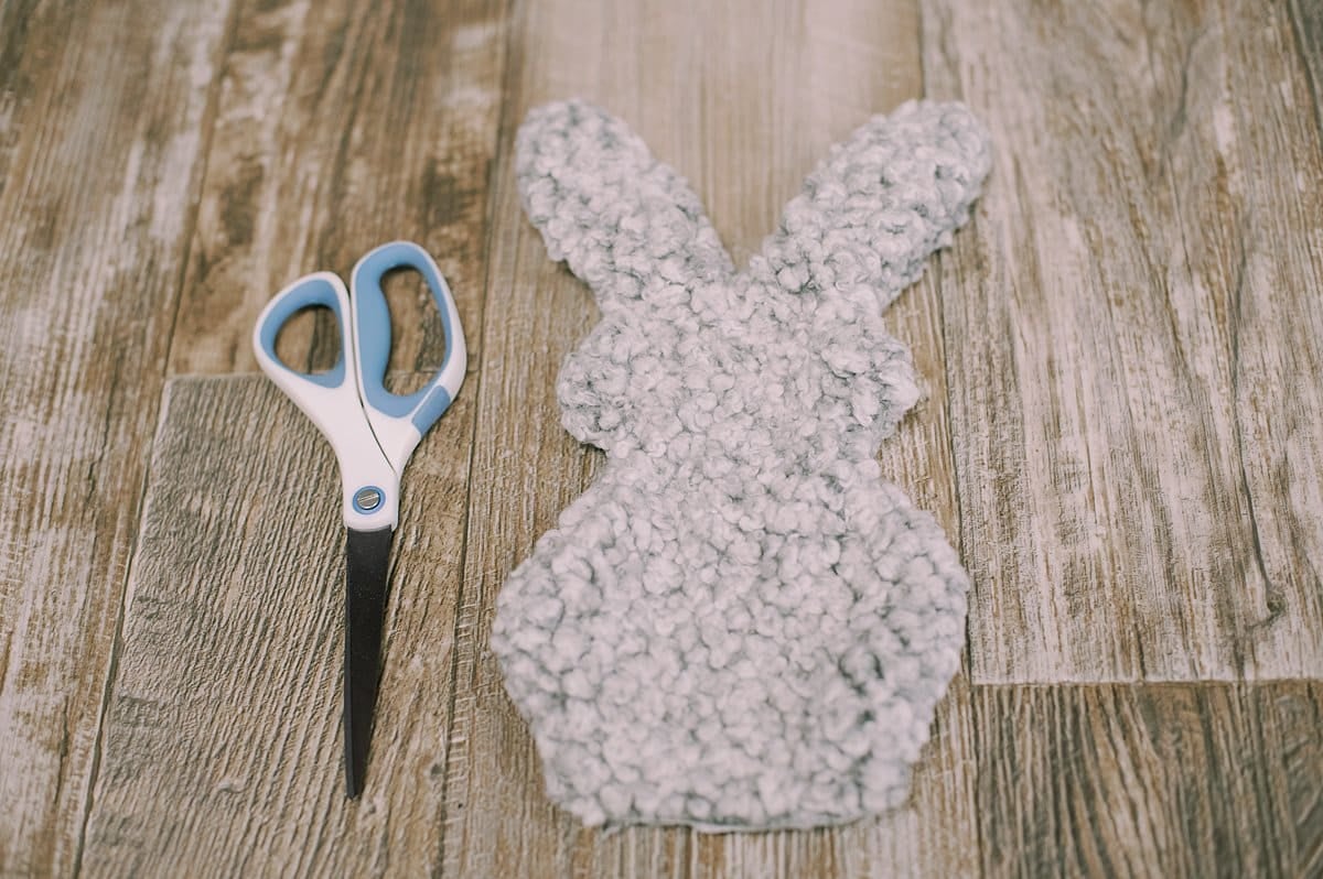 bunny shaped fabric ready for stuffing