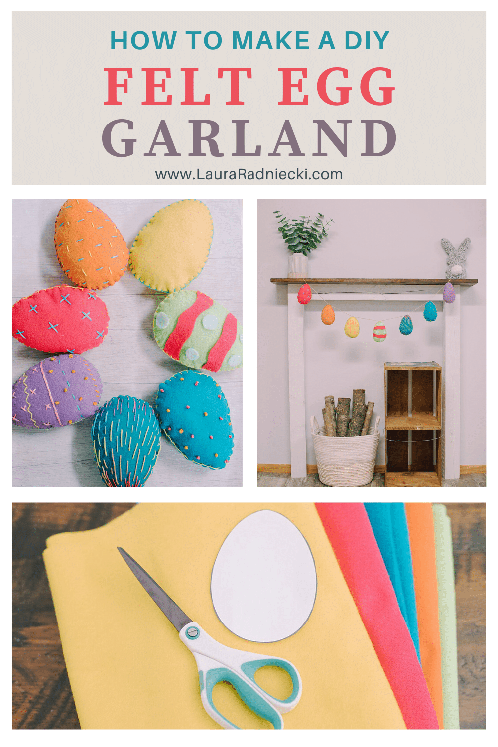 How to Make a Felt Easter Egg Garland | Spring Decor Idea for your Mantel using an Easter Egg Alternative Idea