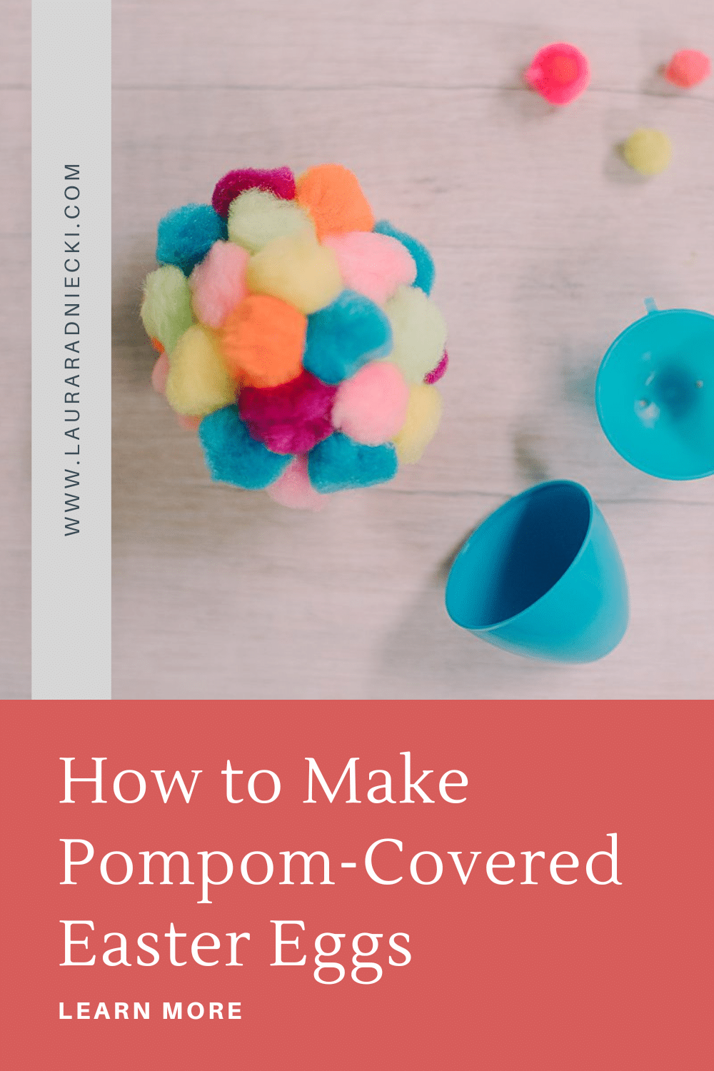 How to Make Pompom-Covered Easter Eggs | Plastic Easter Eggs covered in pompoms using hot glue