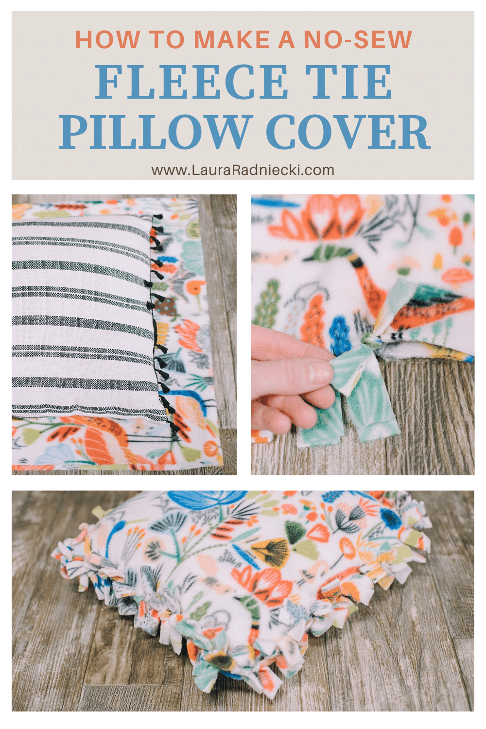 How to Make a Fleece Tie Pillowcase | How to Make a No Sew Fleece Pillow Cover with Ties