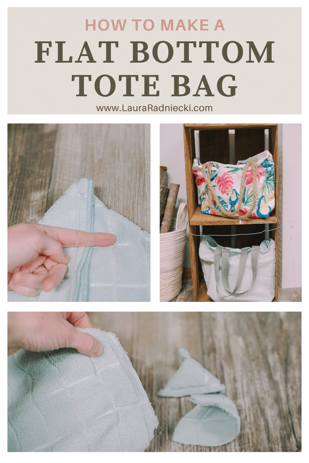 How to Make a Flat Bottom Tote Bag out of Hand Towels | DIY Flat-Bottomed Tote Bag from Handtowels