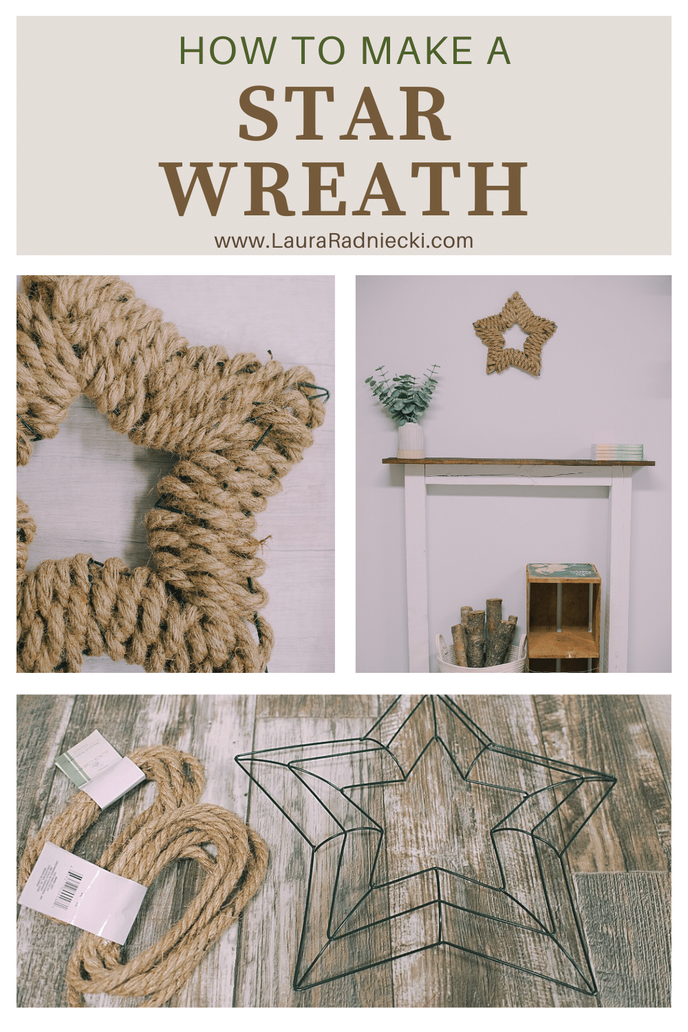 How to Make a DIY Star Wreath using Jute Rope