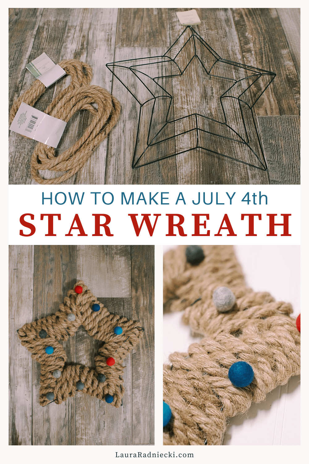 How to Make a 4th of July Star Wreath out of Jute Rope