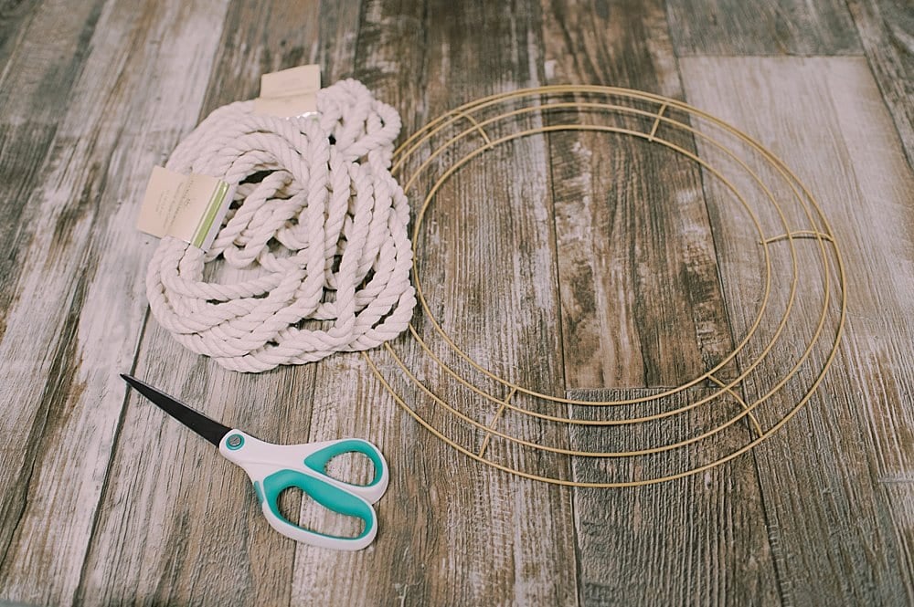 Supplies for a rope wreath