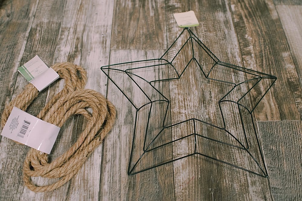 How to Make a Star Wreath with a wire wreath form and jute rope