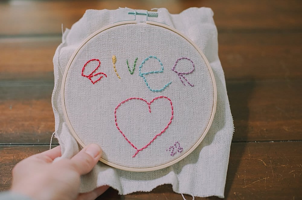 how to make a DIY kids handwritten embroidery keepsake