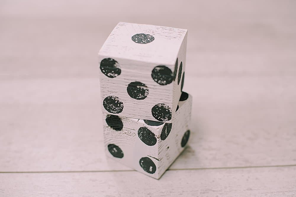 how to make DIY dice out of big wooden blocks