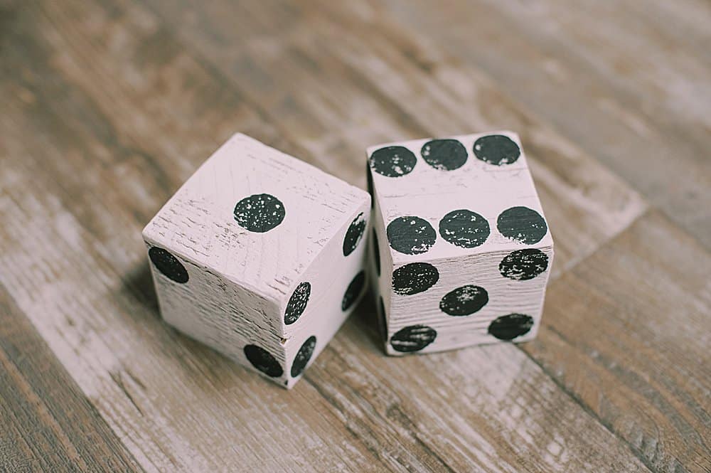 how to make DIY dice out of big wooden blocks