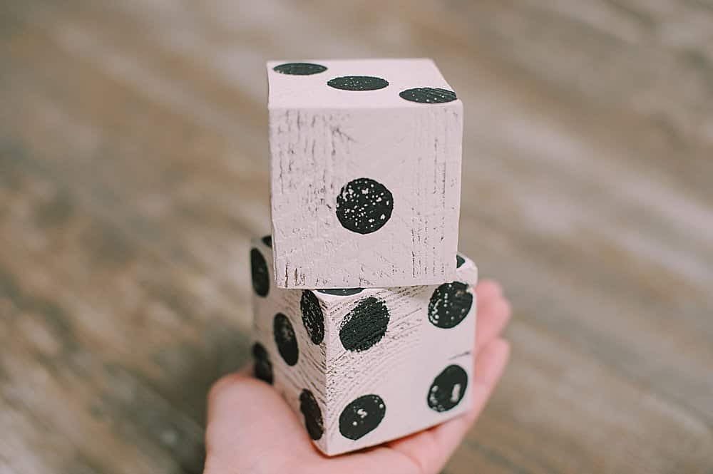 how to make DIY dice out of big wooden blocks