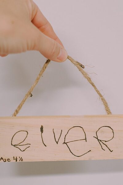 How to make a kids handwriting woodburned ornament