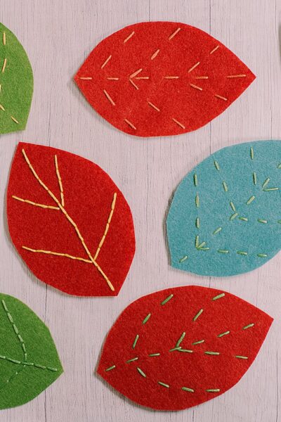 How to make embroidered felt leaves
