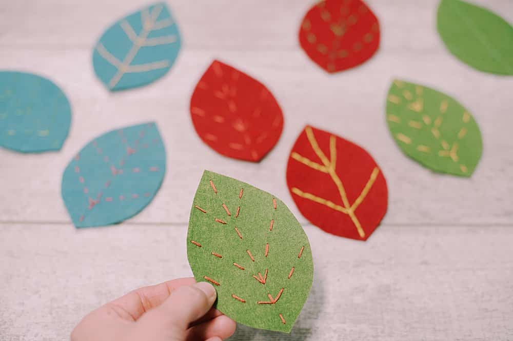 embroidered felt leaves