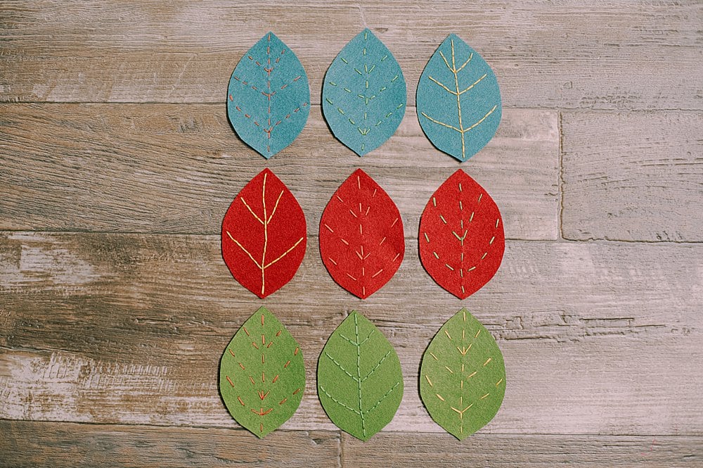 embroidered felt leaves
