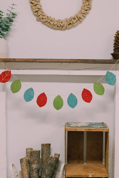 how to make an embroidered felt leaf garland