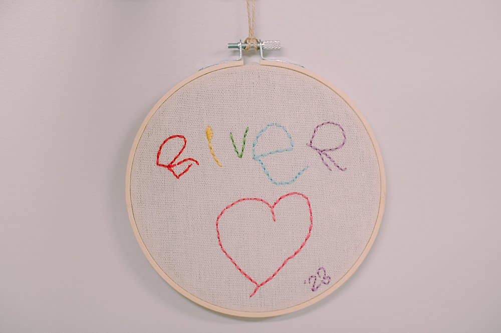 how to make a DIY kids handwritten embroidery keepsake