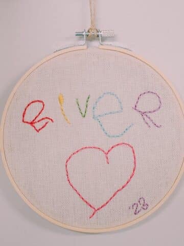 How to make a DIY kids' handwriting embroidery keepsake