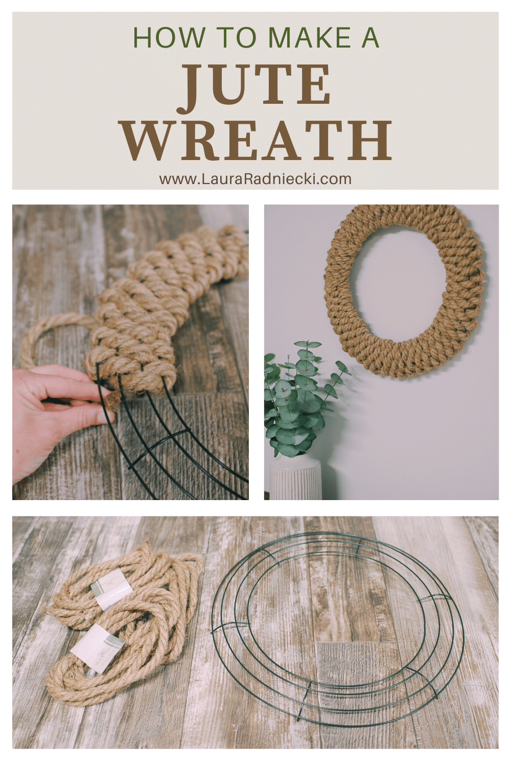 How to make a jute wreath using jute rope from the Dollar Tree