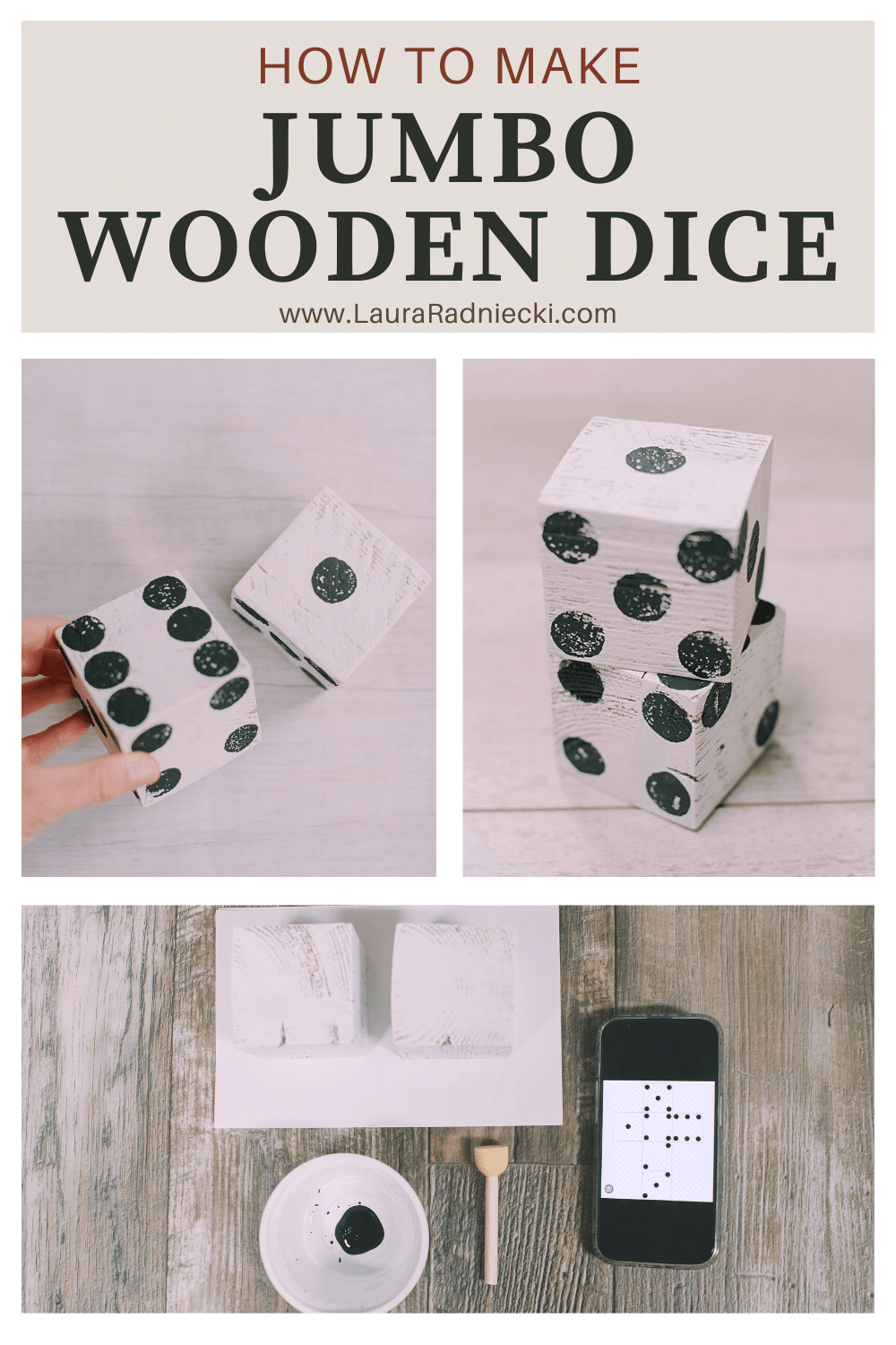 How to make jumbo wooden dice out of wood blocks and paint