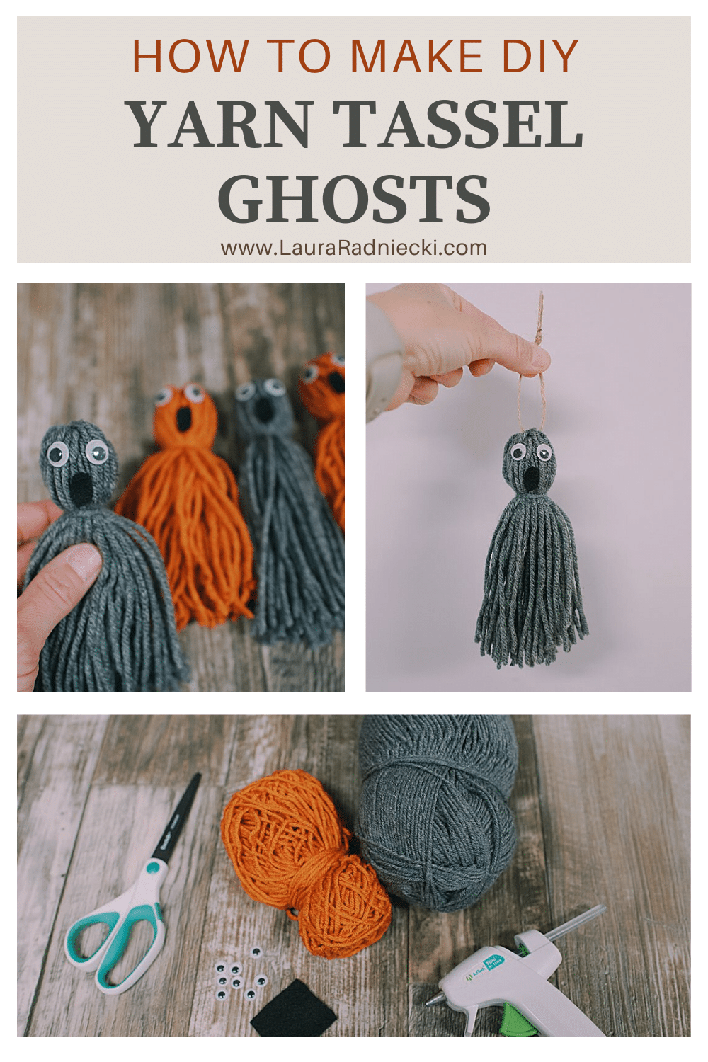 How to make diy yarn tassel ghosts