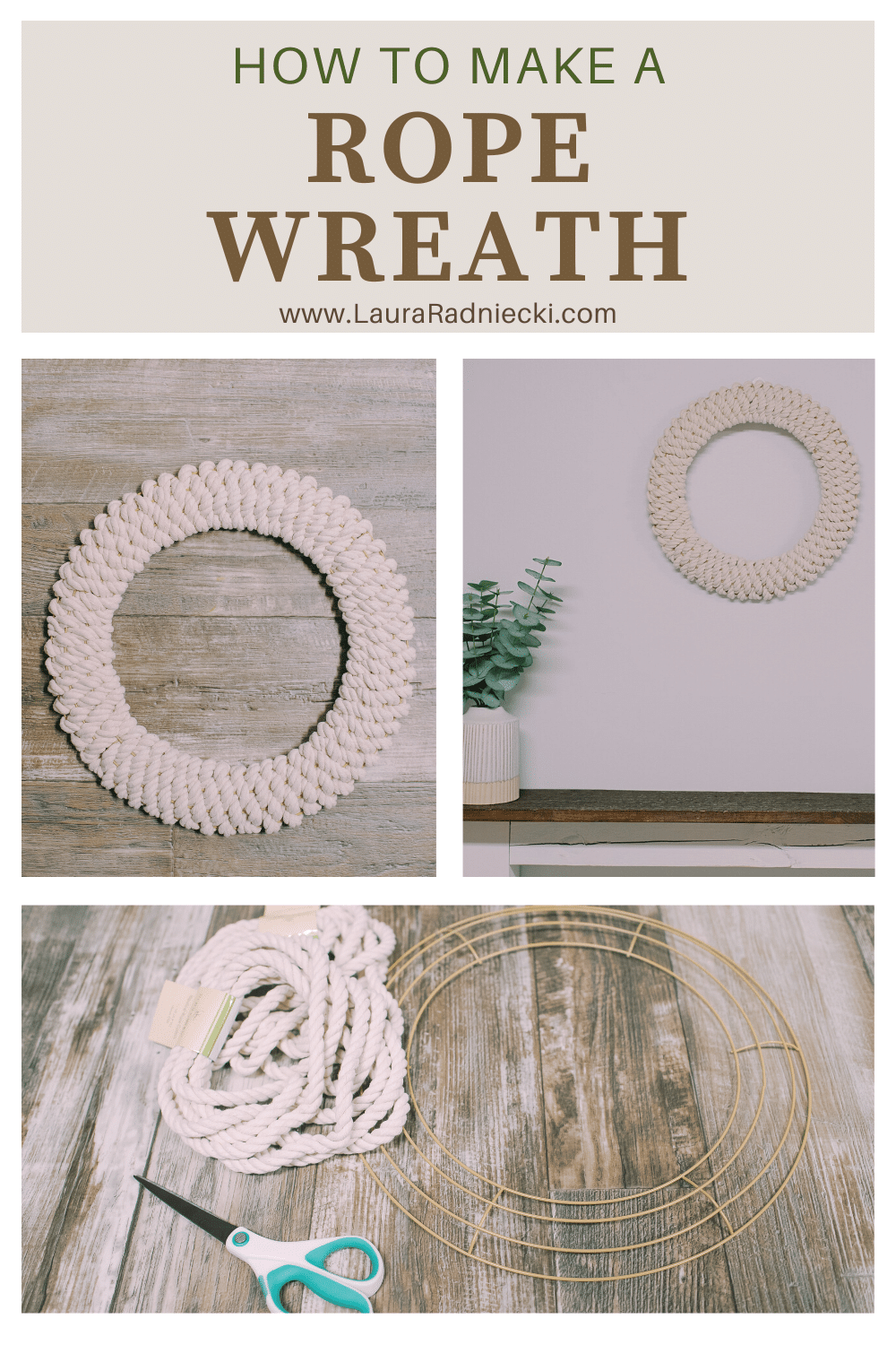 How to make a rope wreath using cotton rope from the Dollar Tree