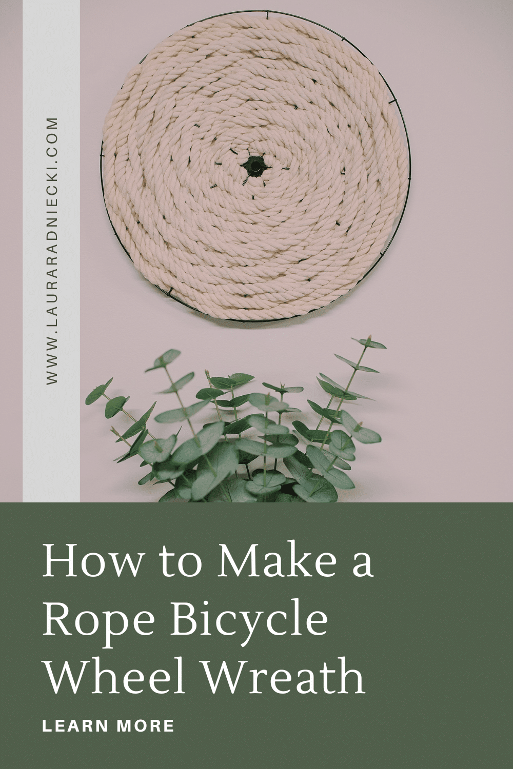 How to make a rope bicycle wheel wreath using cotton rope from the Dollar Tree.