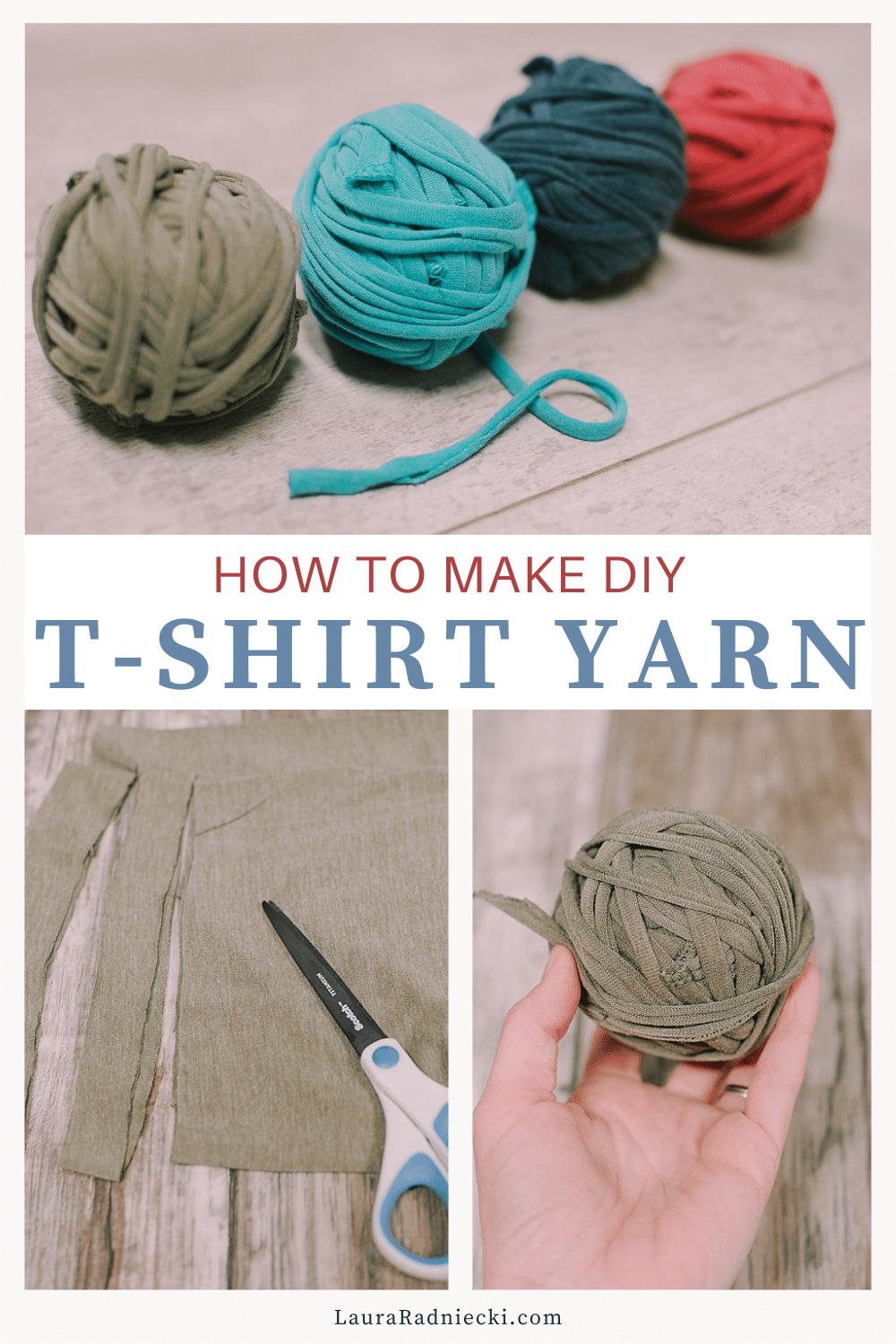 How to make DIY T-shirt yarn out of old worn-out shirts. Recycled t-shirts are upcycled into T-Shirt Yarn to use for new craft projects.