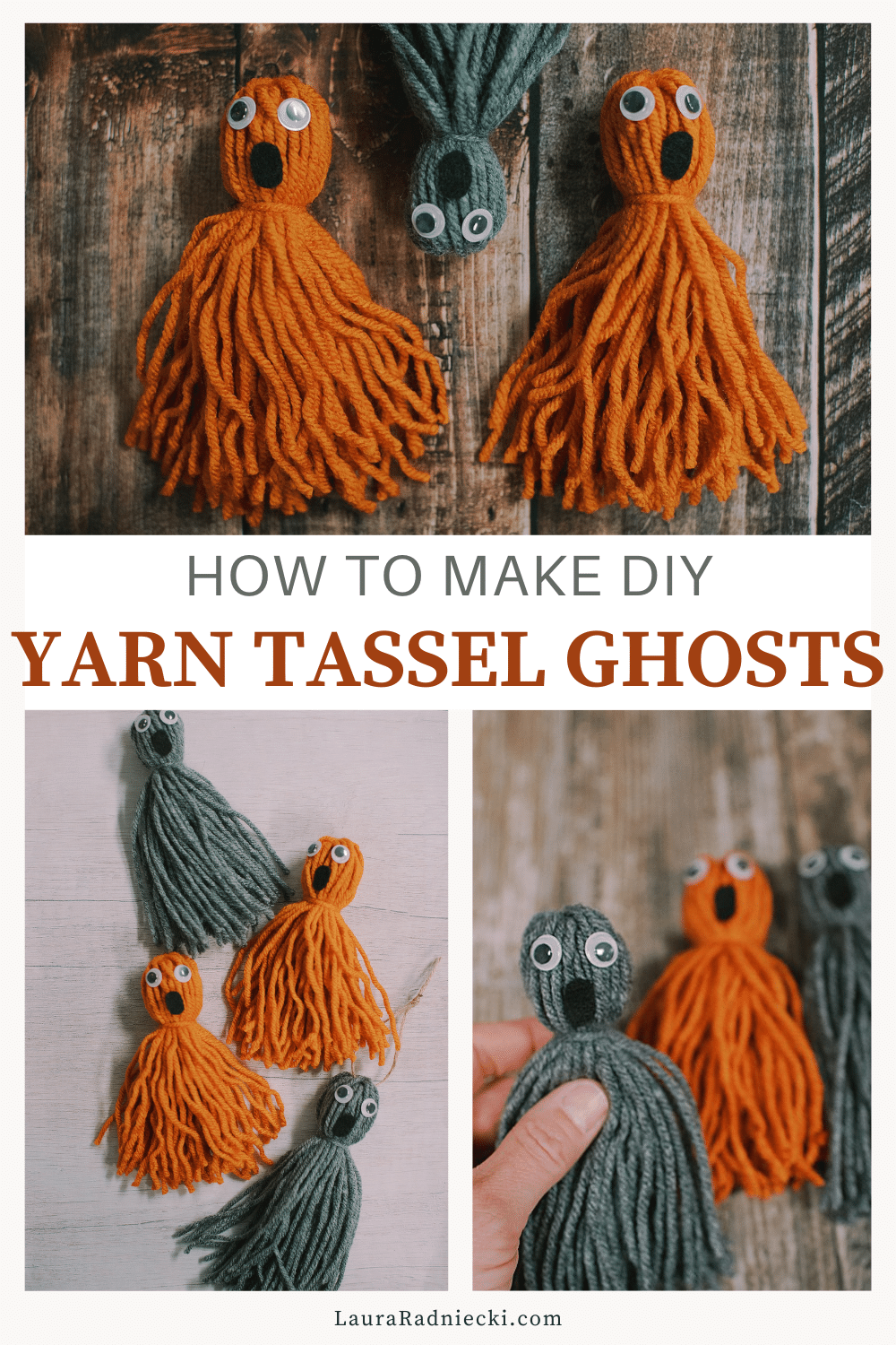 How to Make Yarn Tassel Ghosts for Halloween