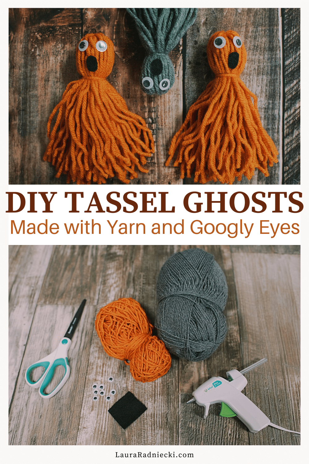 How to Make Yarn Tassel Ghosts for Halloween