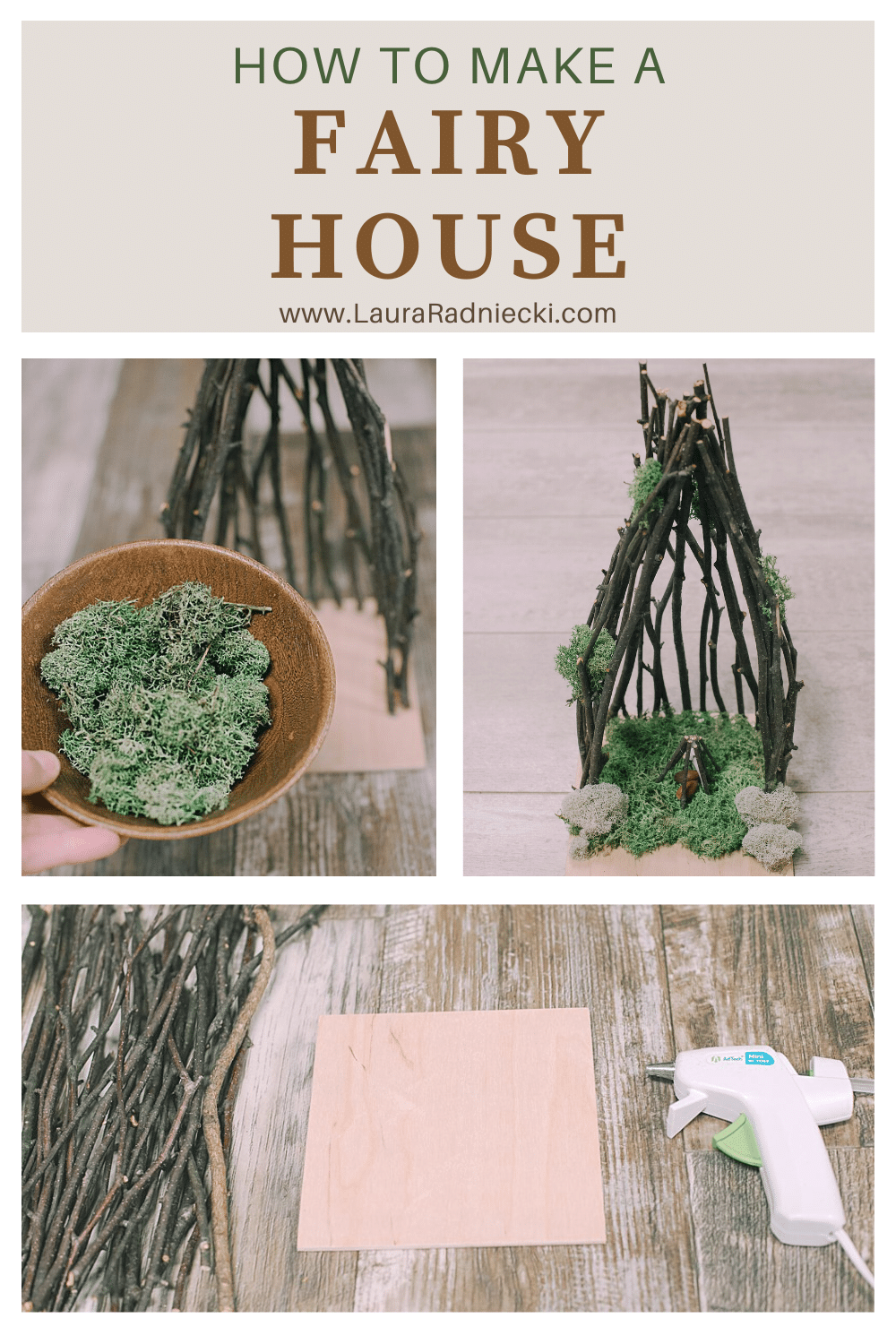 How to make a fairy house out of sticks and moss.