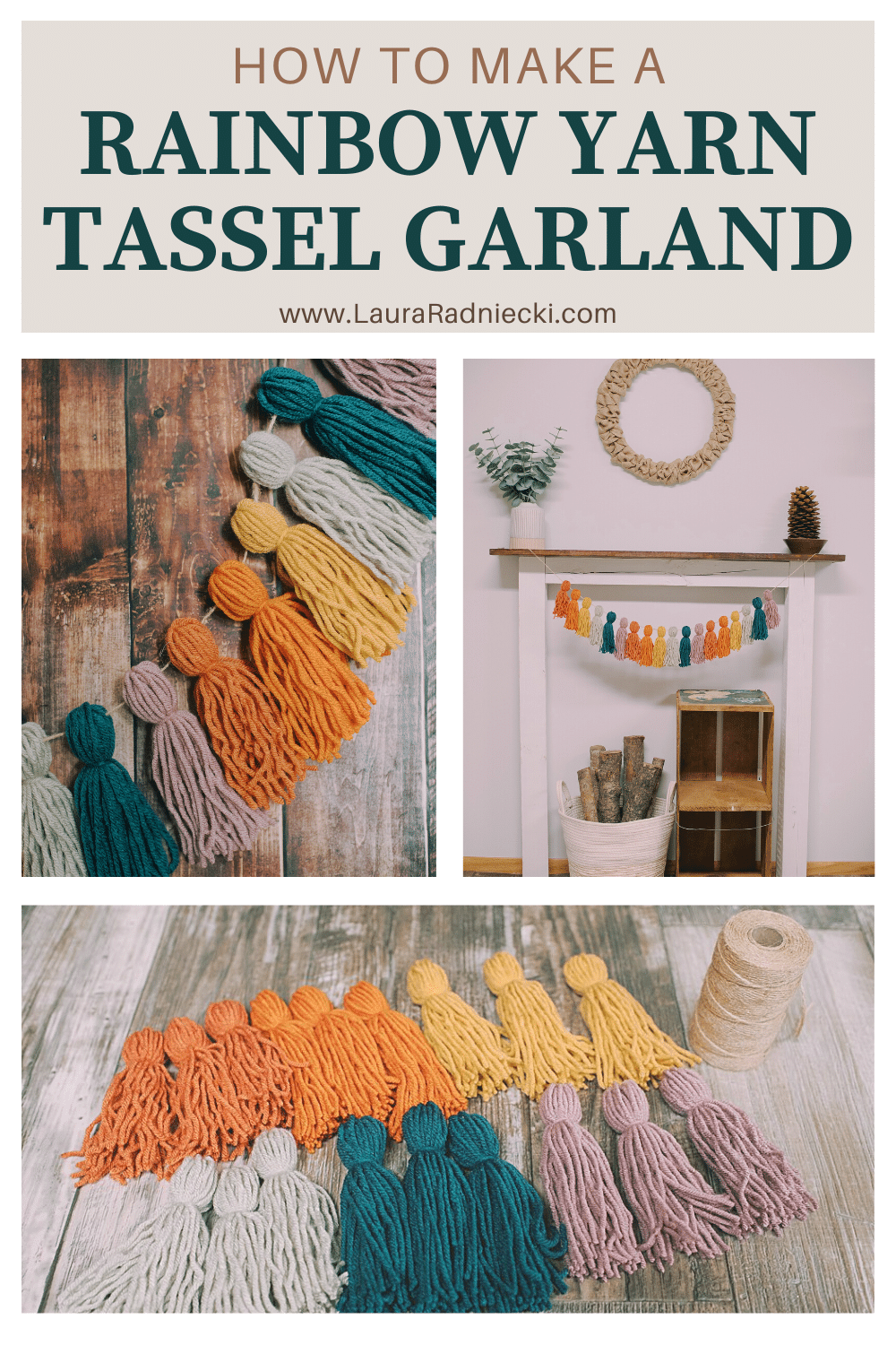 How to Make a Rainbow Yarn Tassel Garland