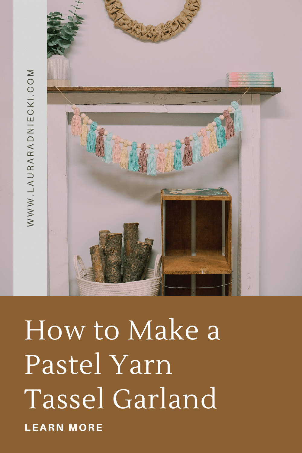 How to Make a Pastel-Colored Yarn Tassel Garland using yarn that is pastel colors for spring or summer.