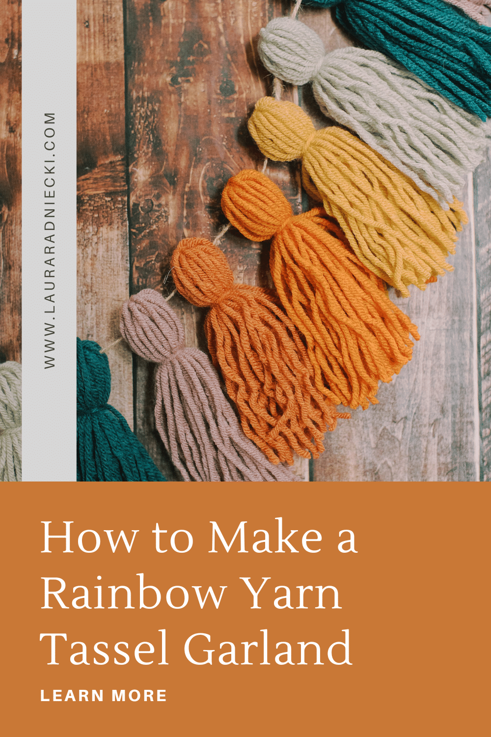 How to make a rainbow yarn tassel garland.