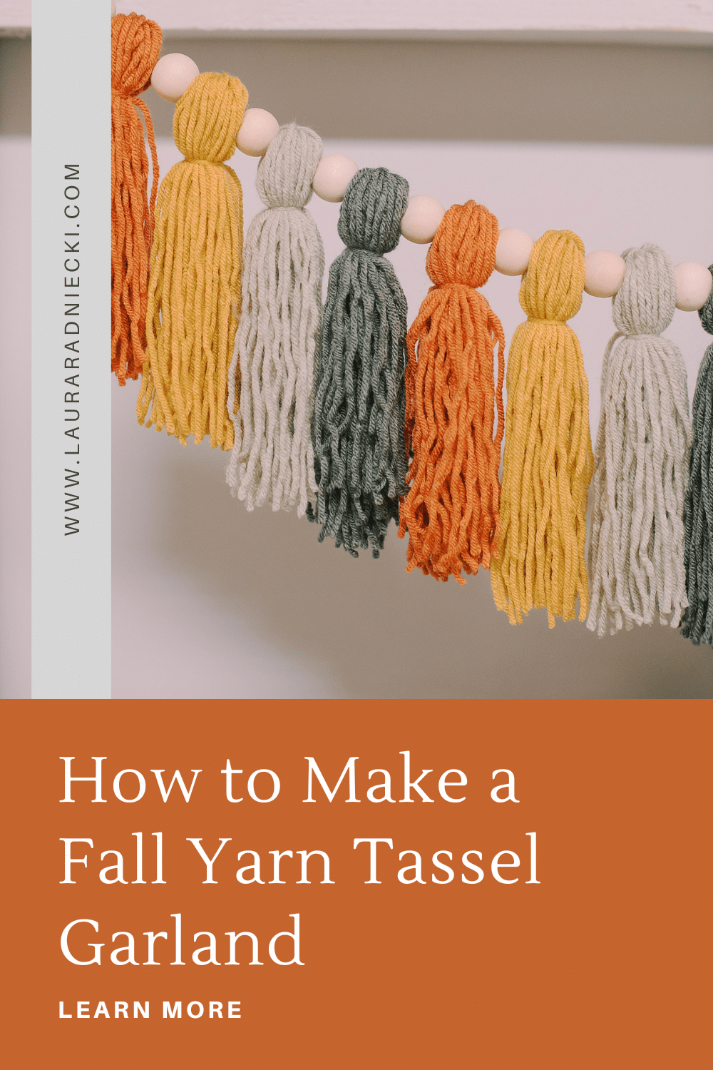 How to make a fall yarn tassel garland using yarn that is autumn hued in color.