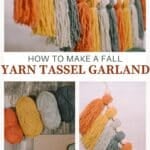 How to make a Fall Tassel Garland using yarn and wooden beads and twine as the hanging string.