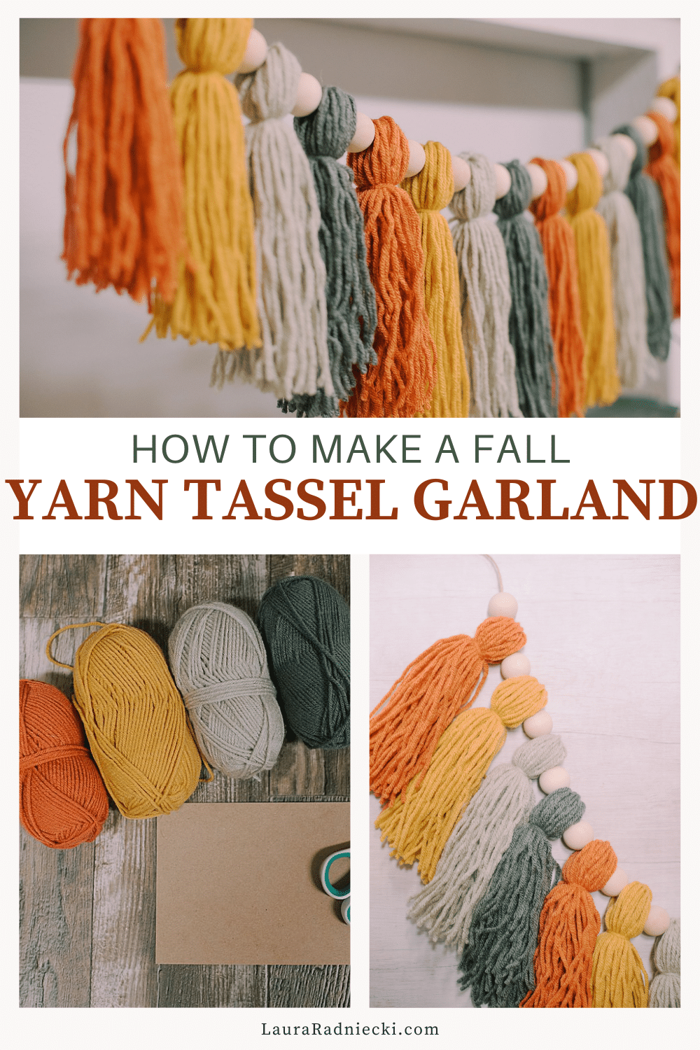 How to make a fall yarn tassel garland using yarn that is autumn hued in color.
