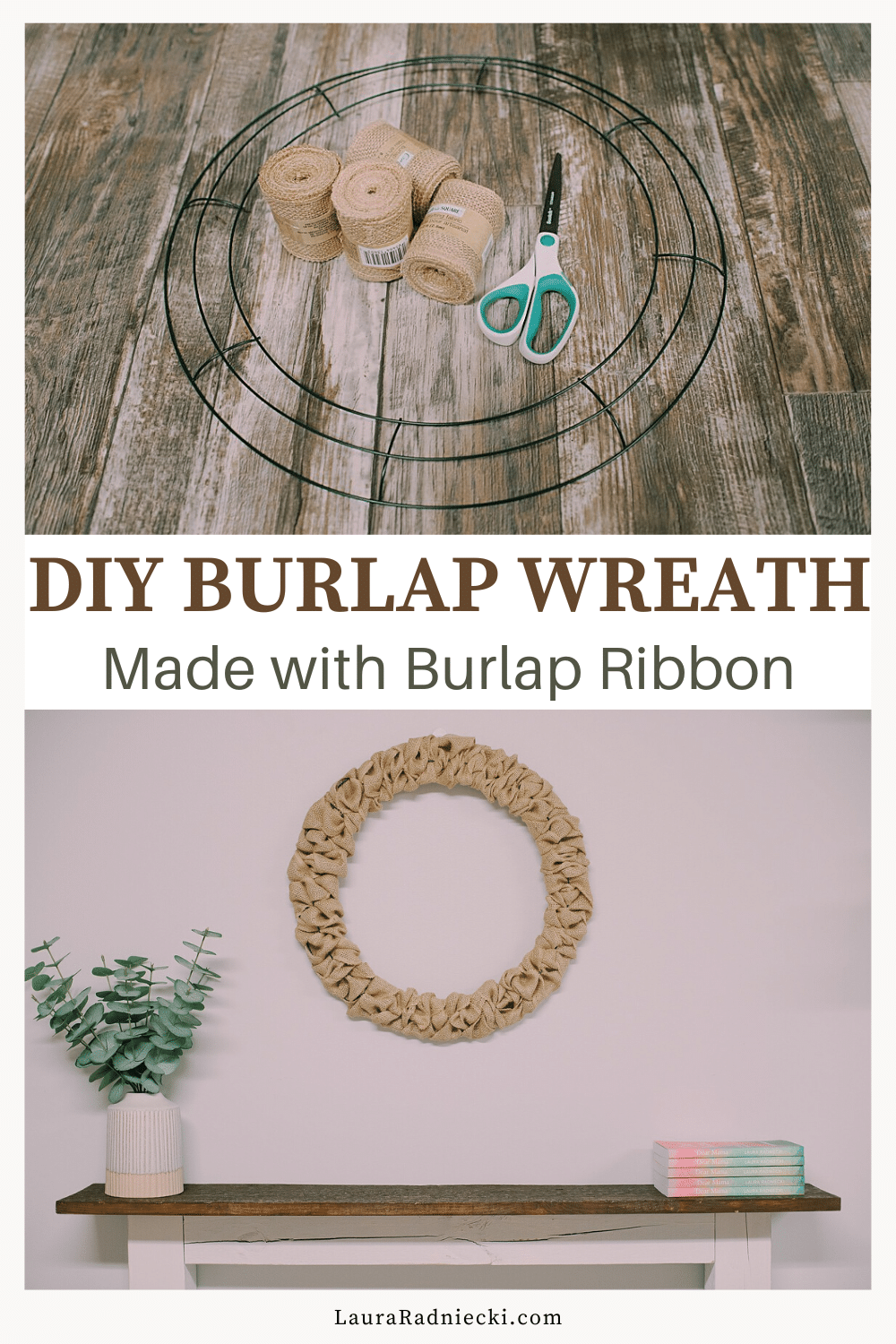 How to Make a Burlap Ribbon Wreath