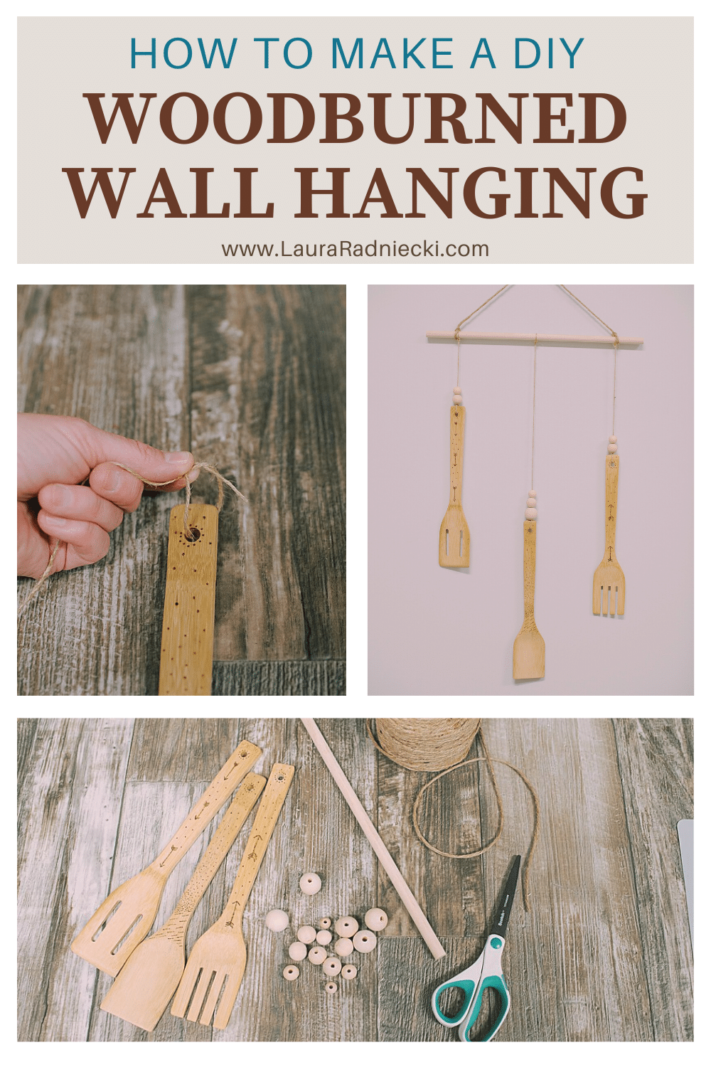 DIY Woodburned Wooden Utensil Wall Hanging