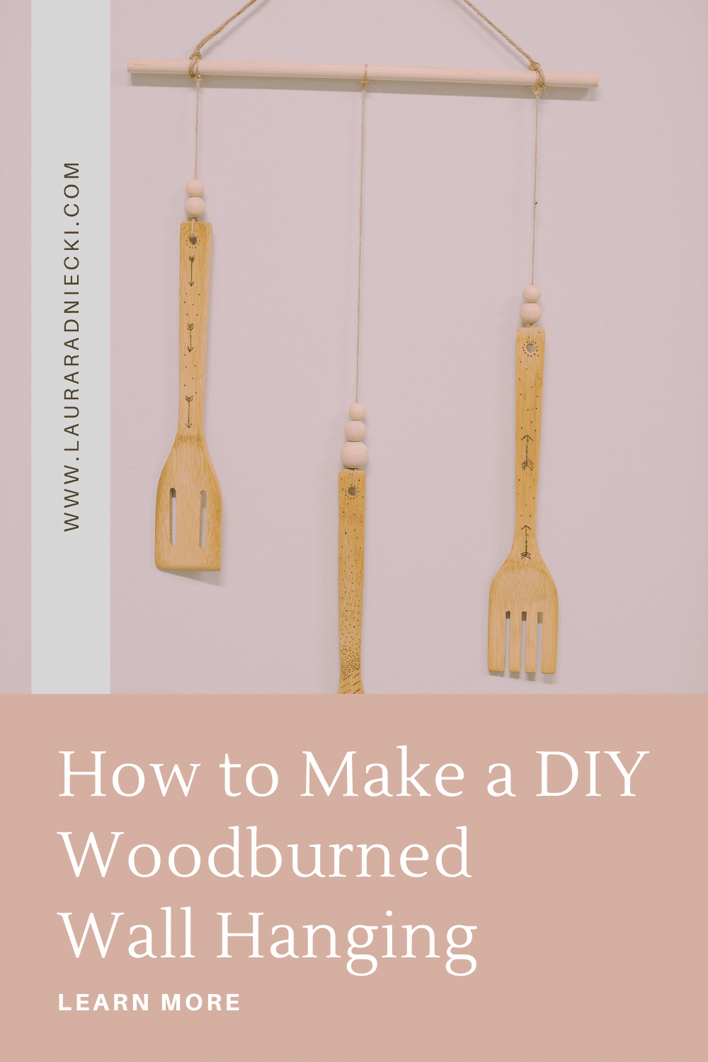 How to make a DIY woodburned wall hanging using wooden kitchen utensils