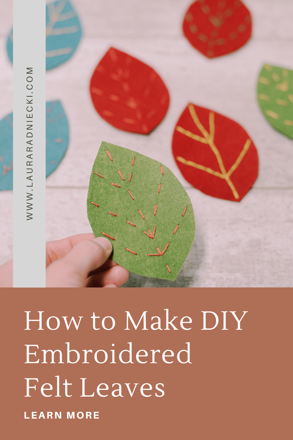 How to make embroidered felt leaves with stitched veins